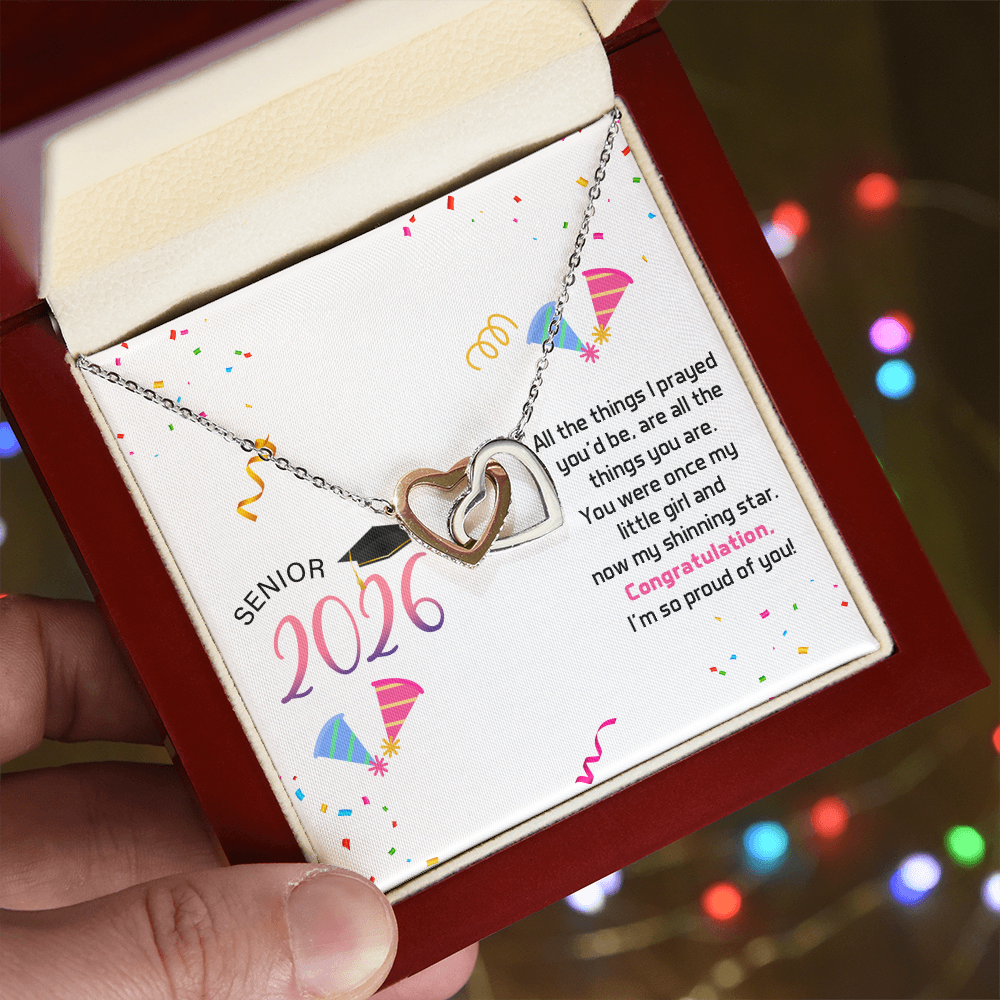 Interlocking Hearts Necklace - Senior Graduation, Gift for Daughter
