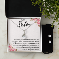 Alluring Beauty Necklace & Earring Set for Sister from Sister - Mother's Day Gift, You're a wonderful Sister