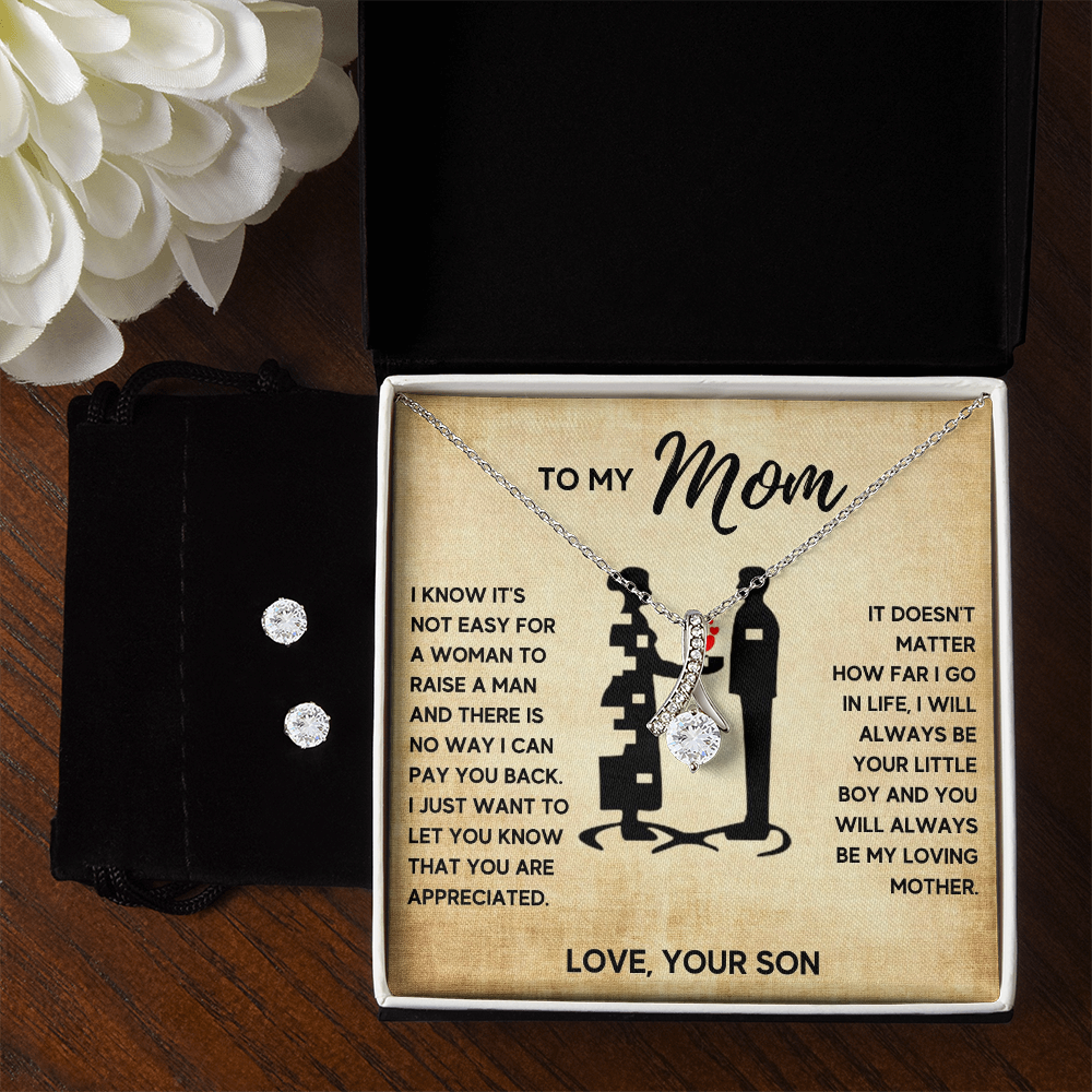 Alluring Beauty Necklace & Earring Set for Mom from Son - Mother's Day Gift