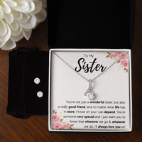 Alluring Beauty Necklace & Earring Set for Sister from Sister - Mother's Day Gift, You're a wonderful Sister