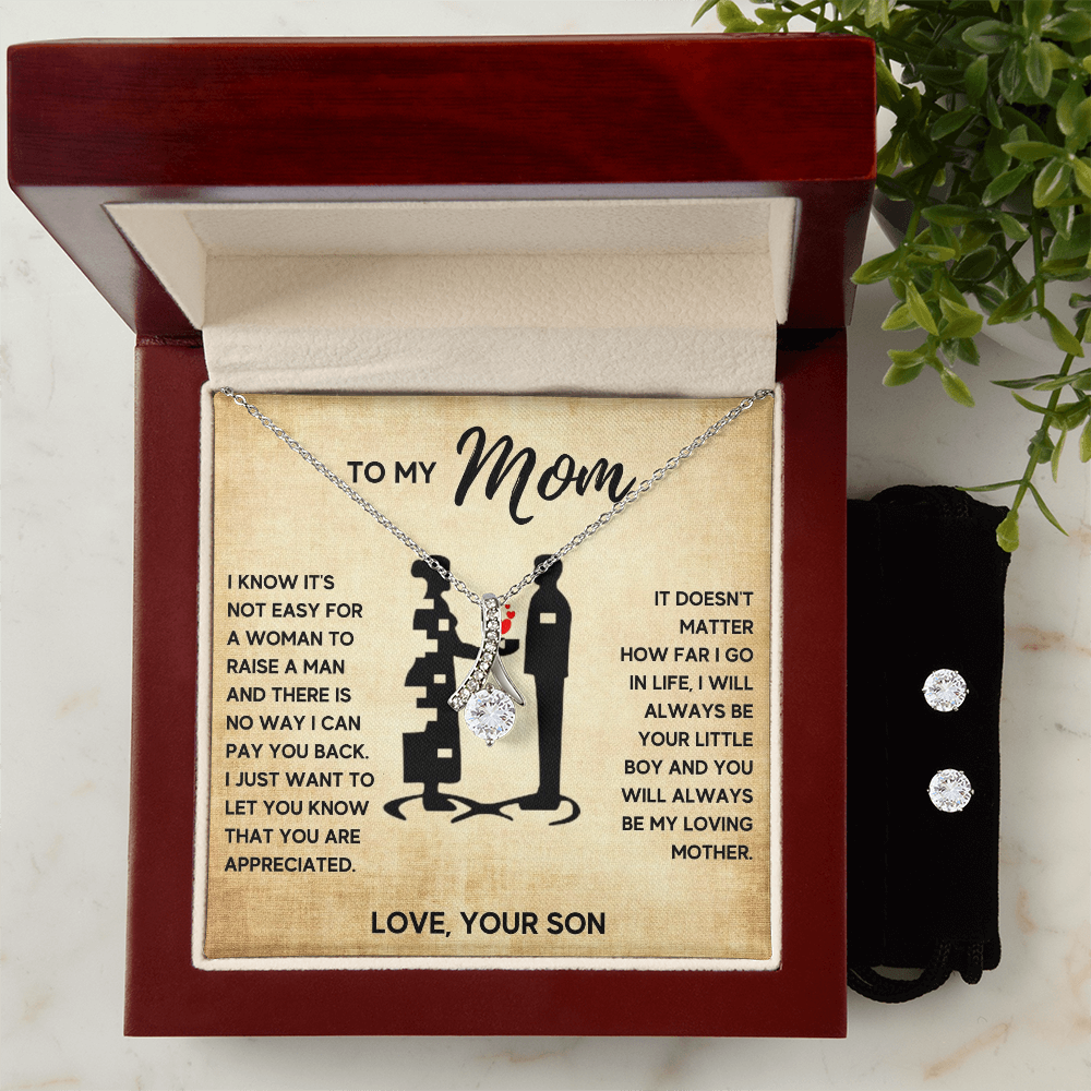 Alluring Beauty Necklace & Earring Set for Mom from Son - Mother's Day Gift