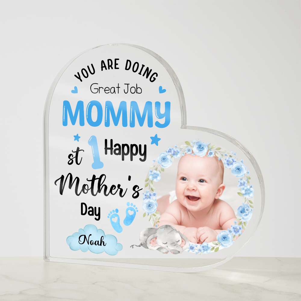 Acrylic Heart Block for Mom from Son - First Mother's Day