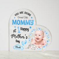 Acrylic Heart Block for Mom from Son - First Mother's Day