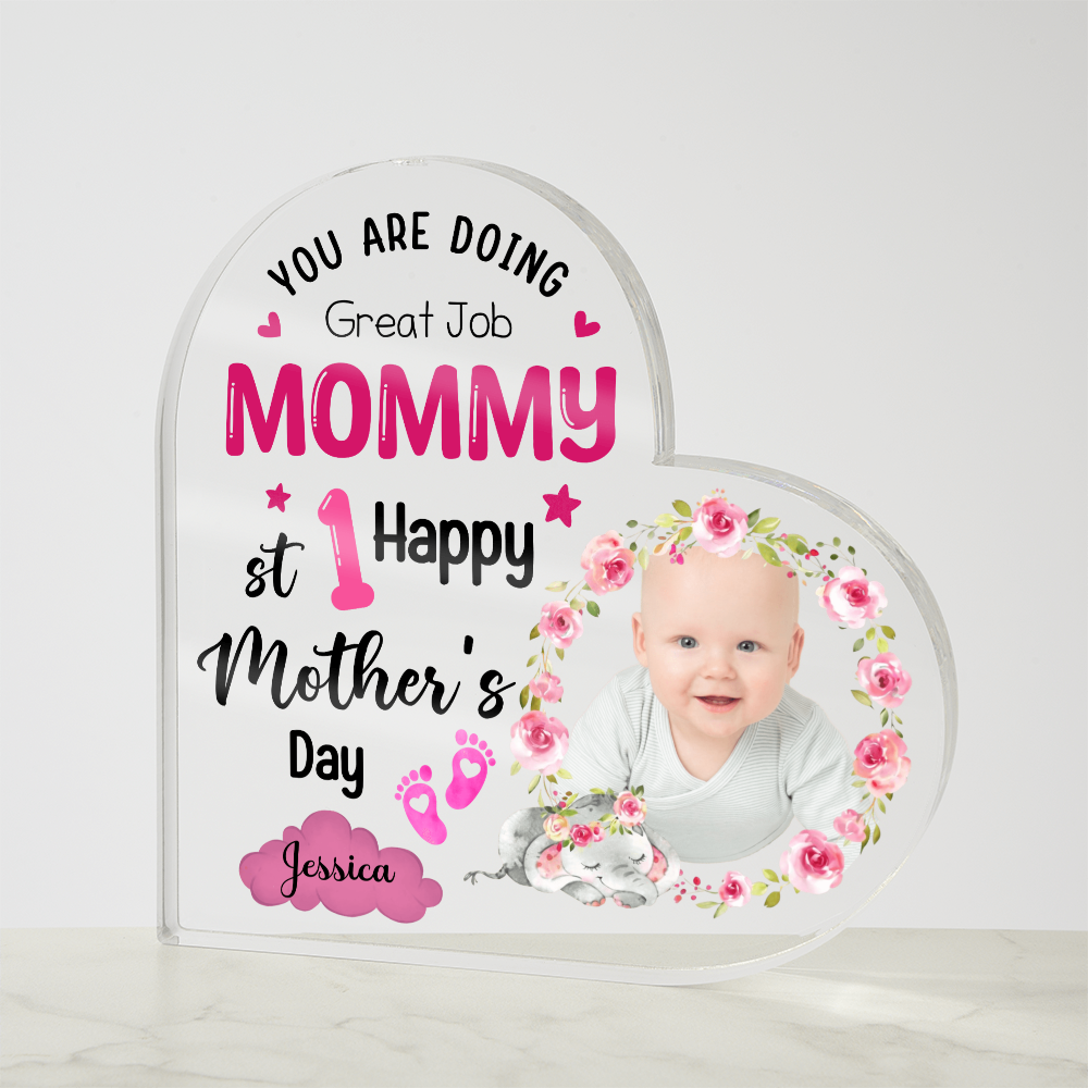 Acrylic Heart Block for Mom from Daughter - First Mother's Day