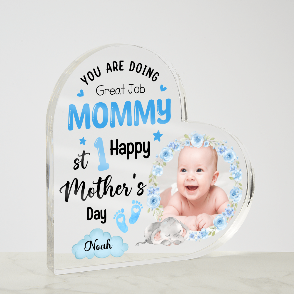 Acrylic Heart Block for Mom from Son - First Mother's Day