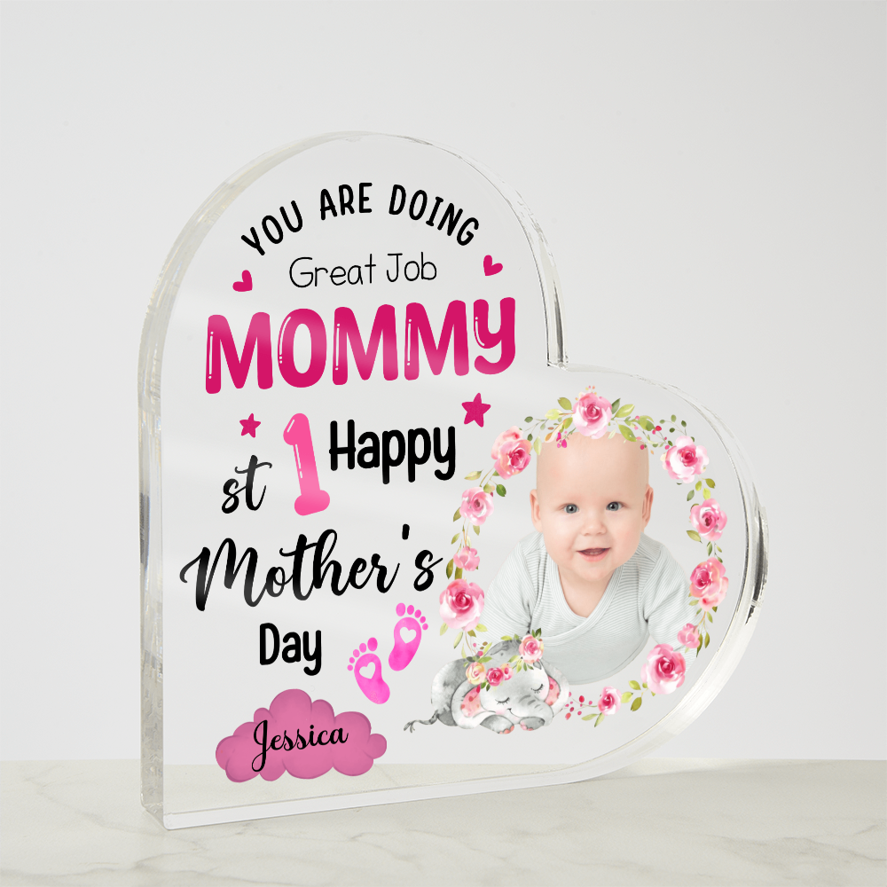 Acrylic Heart Block for Mom from Daughter - First Mother's Day
