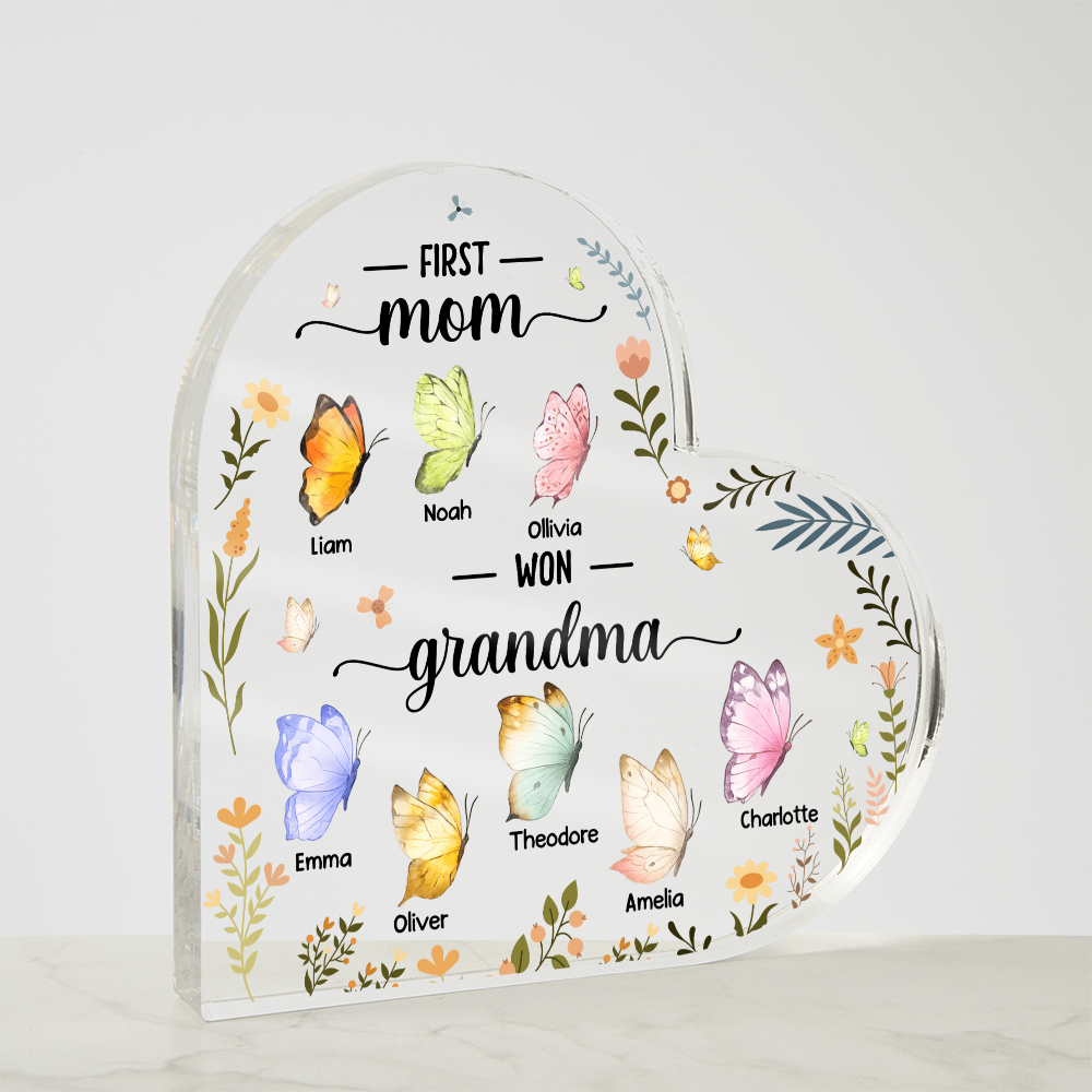 Personalized Acrylic Heart Block for Grandma - Mother's Day Gift