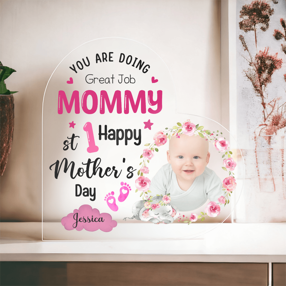 Acrylic Heart Block for Mom from Daughter - First Mother's Day