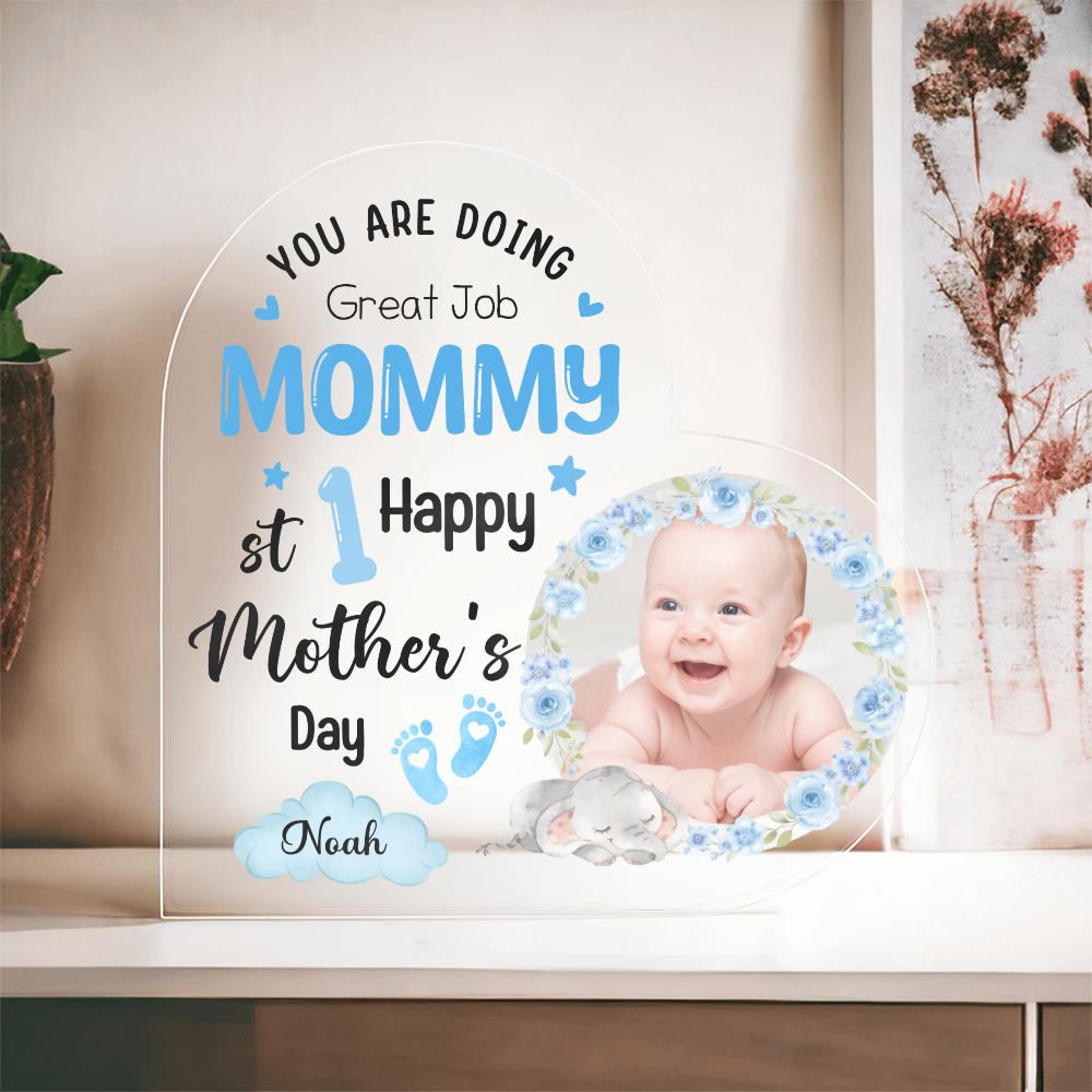 Acrylic Heart Block for Mom from Son - First Mother's Day