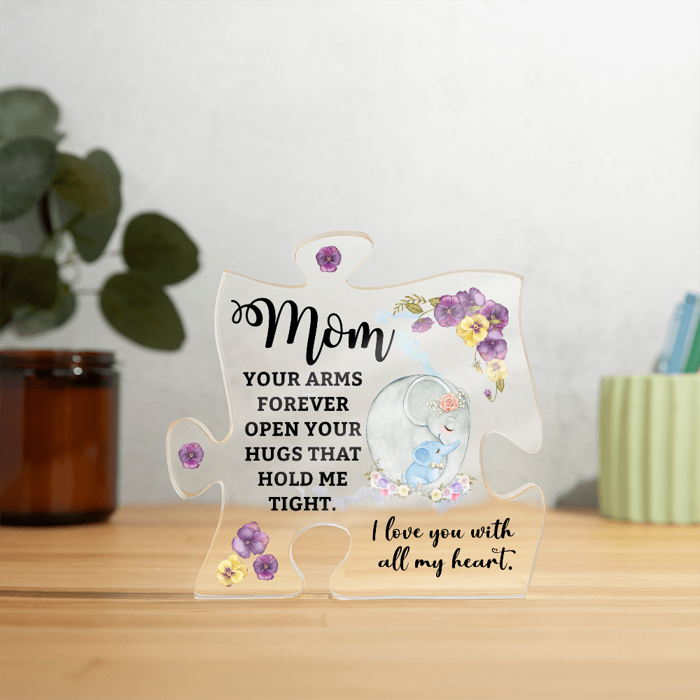 Acrylic Puzzle Plaque for Mom from Son - Mother's Day Gift - I Love You WIth All My Heart