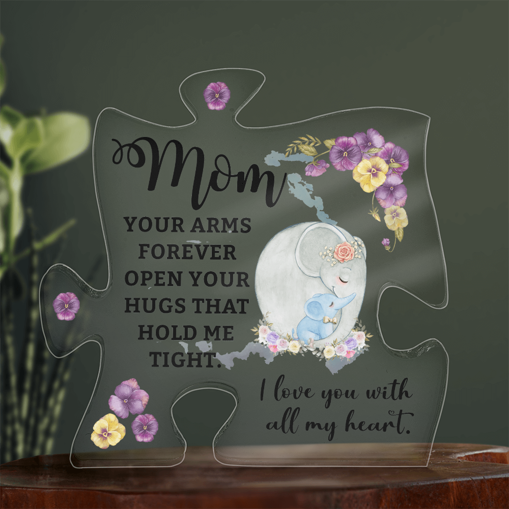 Acrylic Puzzle Plaque for Mom from Son - Mother's Day Gift - I Love You WIth All My Heart