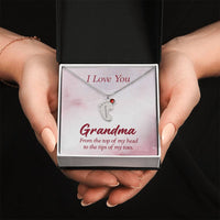 Engraved Baby Feet Necklace with Birthstone for Grandma - Mother's Day Gift