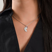 Engraved Baby Feet Necklace with Birthstone for Grandma - Mother's Day Gift
