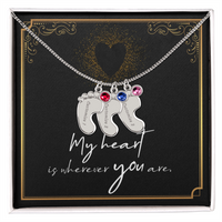 Engraved Baby Feet Necklace with Birthstone for Her: Wife, Future Wife / Fiancee, Soulmate, Girlfiend ... - Mother's Day Gift