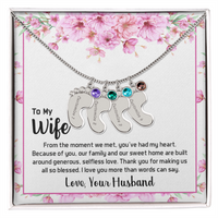 Engraved Baby Feet Necklace with Birthstone for Wife from Husband - Mother's Day Gift