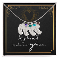 Engraved Baby Feet Necklace with Birthstone for Her: Wife, Future Wife / Fiancee, Soulmate, Girlfiend ... - Mother's Day Gift