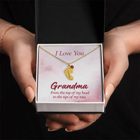 Engraved Baby Feet Necklace with Birthstone for Grandma - Mother's Day Gift