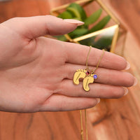 Engraved Baby Feet Necklace with Birthstone for Wife from Husband - Mother's Day Gift