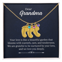 Engraved Baby Feet Necklace with Birthstone for Grandma - Mother's Day Gift
