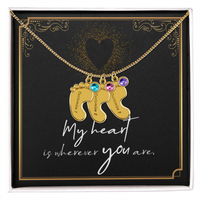 Engraved Baby Feet Necklace with Birthstone for Her: Wife, Future Wife / Fiancee, Soulmate, Girlfiend ... - Mother's Day Gift