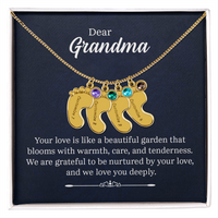 Engraved Baby Feet Necklace with Birthstone for Grandma - Mother's Day Gift
