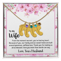 Engraved Baby Feet Necklace with Birthstone for Wife from Husband - Mother's Day Gift