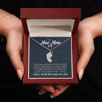 Engraved Baby Feet Necklace with Birthstone for Daughter-In-Law from Mother-In-Law - Mother's Day Gift