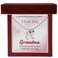 Engraved Baby Feet Necklace with Birthstone for Grandma - Mother's Day Gift