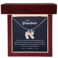 Engraved Baby Feet Necklace with Birthstone for Grandma - Mother's Day Gift