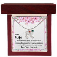 Engraved Baby Feet Necklace with Birthstone for Wife from Husband - Mother's Day Gift