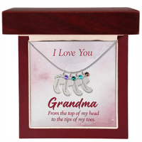 Engraved Baby Feet Necklace with Birthstone for Grandma - Mother's Day Gift