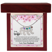 Engraved Baby Feet Necklace with Birthstone for Wife from Husband - Mother's Day Gift