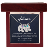 Engraved Baby Feet Necklace with Birthstone for Grandma - Mother's Day Gift