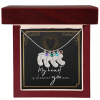 Engraved Baby Feet Necklace with Birthstone for Her: Wife, Future Wife / Fiancee, Soulmate, Girlfiend ... - Mother's Day Gift