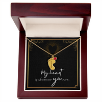 Engraved Baby Feet Necklace with Birthstone for Her: Wife, Future Wife / Fiancee, Soulmate, Girlfiend ... - Mother's Day Gift