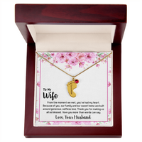 Engraved Baby Feet Necklace with Birthstone for Wife from Husband - Mother's Day Gift