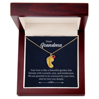 Engraved Baby Feet Necklace with Birthstone for Grandma - Mother's Day Gift