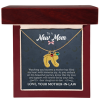 Engraved Baby Feet Necklace with Birthstone for Daughter-In-Law from Mother-In-Law - Mother's Day Gift