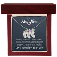 Engraved Baby Feet Necklace with Birthstone for Daughter-In-Law from Mother-In-Law - Mother's Day Gift