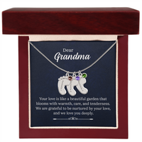 Engraved Baby Feet Necklace with Birthstone for Grandma - Mother's Day Gift