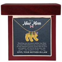 Engraved Baby Feet Necklace with Birthstone for Daughter-In-Law from Mother-In-Law - Mother's Day Gift