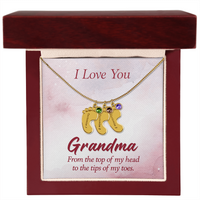 Engraved Baby Feet Necklace with Birthstone for Grandma - Mother's Day Gift