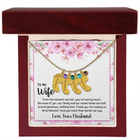 Engraved Baby Feet Necklace with Birthstone for Wife from Husband - Mother's Day Gift