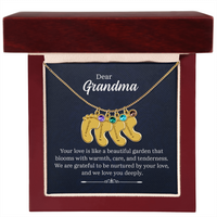 Engraved Baby Feet Necklace with Birthstone for Grandma - Mother's Day Gift