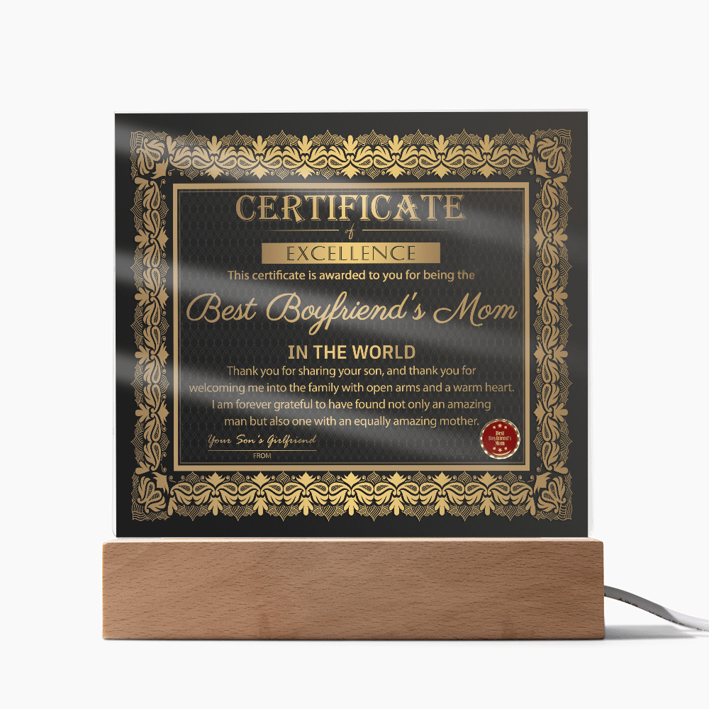 Acrylic Square Plaque – Best Boyfriend's Mom Gift - TreasuredTale