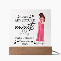 Personalized Acrylic Square Plaque for Mom to Be / Future Mom - Mother's Day Gift - New Adventure
