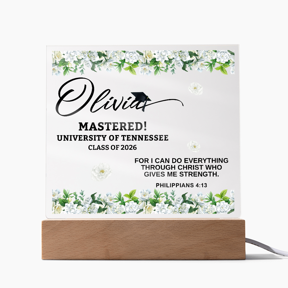 Personalized Acrylic Square Plaque - Graduation, Masters,  Religion