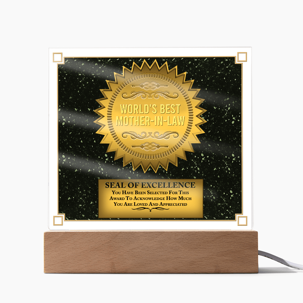 Acrylic Square Plaque – World's Best Mother - in - Law Gift - TreasuredTale