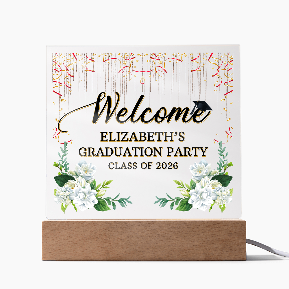Personalized Acrylic Square Plaque - Graduation Party For Her