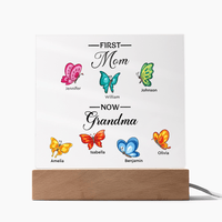 Personalized Acrylic Square Plaque – First Mom, Now Grandma - TreasuredTale